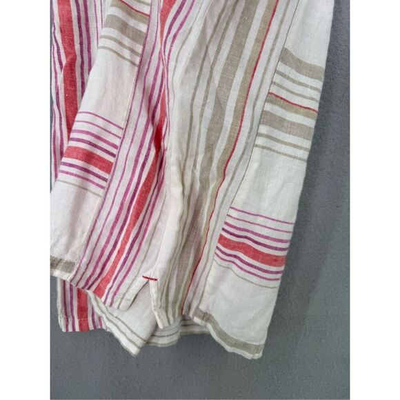 Ann Taylor Loft Womens Cream Red Striped Linen Blend Blouson Mini Dress Size XS - Picture 6 of 8